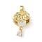 Brass Micro Pave Cubic Zirconia Pendants, Shell Shape with Teardrop, with ABS Imitation Pearl Beads, Real 18K Gold Plated, 23x15x10.5mm, Hole: 3x4mm