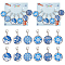 NBEADS 24 Pcs Glass Flat Round with Blue and White Porcelain Pattern Stitch Markers, Zinc Alloy Lobster Claw Clasps Crochet Stitch Marker Charms for Crochet Accessories Quilting Jewelry Making