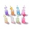 Luminous Translucent Resin Pendants, with ABS Imitation Pearl, Glow in the Dark Love Heart Cup Charm, Mixed Color, 33x12x10mm, Hole: 1.4mm