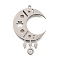 201 Stainless Steel Laser Cut Connector Charms, Crescent Moon Links, Stainless Steel Color, 35x22x1mm, Hole: 1.2mm