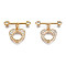 Brass Micro Pave Clear Cubic Zirconia Toggle Clasps, Nickel Free, Heart, Real 18K Gold Plated, Heart: 12.5x12x2mm, Bar: 20x5x2.5mm, Jump Ring: 5x1mm, 3mm inner diameter