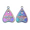 304 Stainless Steel Pendants, Talking Boards with Moth Charm, Rainbow Color, 28x20x2mm, Hole: 3mm