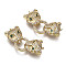 Brass Micro Pave Cubic Zirconia Links Connectors, For Leather Cord Bracelets Making, Nickel Free, Leopard, Real 16K Gold Plated, 27x14x5mm, Hole: 0.9mm