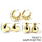 3 Pairs Elegant Fashionable Plastic Earring Sets, Round, Golden, 29~25x19~22mm
