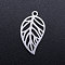Tarnish Resistant 201 Stainless Steel Pendants, Leaf, Stainless Steel Color, 22x12x1mm, Hole: 1.4mm