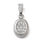 Ion Plating(IP) 304 Stainless Steel Micro Pave Cubic Zirconia Pendants, Oval, 11x7x2.5mm, Hole: 4.5x2.5mm