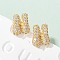Brass Micro Pave Cubic Zirconia Stud Earrings, Rack Plating, Long-Lasting Plated, Real 18K Gold Plated, Letter N, 13x10.5mm