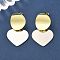 Two Tone Heart Brass Dangle Stud Earrings for Women, Rack Plating, Lasting Plated, Cadmium Free & Lead Free, Platinum & Golden, 40.5x25.5mm
