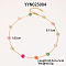 Flower Stainless Steel Glass Beaded Necklaces for Women, Colorful, 16.73 inch(42.5cm)