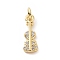 Brass Micro Pave Cubic Zirconia Charms, with Jump Ring, Cadmium Free & Lead Free, Violin Charms, Musical Instrument Charms, Golden, 14.5x5.5x2mm, Hole: 2.8mm