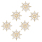 6Pcs Alloy Rhinestone Brooches, 8 Pointed Star Pins, Golden, 41x42mm