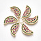 Brass Cubic Zirconia Pendants, Cadmium Free & Nickel Free & Lead Free, Watermelon, Colorful, Real 18K Gold Plated, 17x7.5x2mm, Hole: 1.2mm