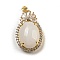Brass Micro Pave Clear Cubic Zirconia Pendants, Cadmium Free & Nickel Free & Lead Free, with Glass, Oval, Old Lace, 32.5x20x10.5mm, Hole: 5.4x2.8mm