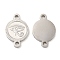 Tarnish Resistant 316L Surgical Stainless Steel Connector Charms, Flat Round Links with Eye of Horus, Stainless Steel Color, 15x10x1.5mm, Hole: 1.4mm
