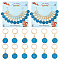 12Pcs 12 Constellations Alloy Enamel Charms Locking Stitch Makers, with Golden 304 Stainless Steel Leverback Earring Findings, Dodger Blue, 32mm, Pin: 1x0.8mm, 1Pc/style