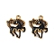 304 Stainless Steel Enamel Pendants, Horse Charm, Ion Plating(IP), Real 18K Gold Plated, Black, 20x17x2.5mm, Hole: 1.6mm