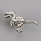 Alloy Brooches, with Butterfly Clutches, Dinosaur, Cadmium Free & Nickel Free & Lead Free, Platinum, 16.5x34mm, Pin: 1mm
