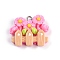 Resin Pendants, with Platinum Iron Loop, Flower & Fence, Hot Pink, 21x25x7.5mm, Hole: 2mm