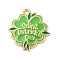 Saint Patrick's Day Alloy Enamel Pendants, Cadmium Free & Nickel Free & Lead Free, Rack Plating, Golden, Clover, 23.5x21.5x2.5mm, Hole: 2mm