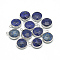 Synthetic Lapis Lazuli Pendants, with Brass Findings, Faceted, Dyed, Flat Round, Platinum, Blue, 19~21x15~16x6~7mm, Hole: 2mm