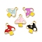 Alloy Enamel Pendants, Mushroom Charms, Mixed Color, Golden, 16x13.5x1.5mm, Hole: 1.8mm