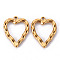 304 Stainless Steel Open Back Bezel Pendants, For DIY UV Resin, Epoxy Resin, Pressed Flower Jewelry, Heart, Golden, 26.5x20.5x3mm, Hole: 1.6mm
