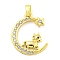 Brass Micro Pave Clear Cubic Zirconia Pendants, Cadmium Free & Nickel Free & Lead Free, The 12 Chinese Zodiac, Horse, 21x16.5x2.5mm, Hole: 5x2.8mm