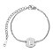 Tarnish Resistant 201 Stainless Steel Link Bracelets, with Cable Chains and Lobster Claw Clasps, Flat Round with Letter, Letter.L, 6 inch~6-3/4 inch(15~17.5cm), 1.5mm