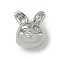 Rack Plating Brass Beads, Long-Lasting Plated, Lead Free & Cadmium Free, Rabbit, Platinum, 9.5x8x8mm, Hole: 2.5mm