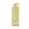 Brass Micro Pave Clear Cubic Zirconia Pendants, Cadmium Free & Nickel Free & Lead Free, Real 18K Gold Plated, Rectangle, Letter H, 23.5x7.5x2mm, Hole: 3mm