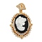 Brass Micro Pave Clear Cubic Zirconia Pendants, Cadmium Free & Nickel Free & Lead Free, with Shell, Oval with Girl, Real 18K Gold Plated, 35.5x22x10mm, Clasp:9x9.5x4mm.