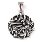 304 Stainless Steel Pendants, with 201 Stainless Steel Snap on Bails, Falt Round with Pentagram & Snake Charms, Antique Silver, 37.5x31x4mm, Hole: 8x5.5mm