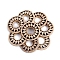 Wood Hollow Pendants, Flat Round with Flower, for Earring Jewelry Making, PapayaWhip, 36x5mm, Inner Diameter: 12mm