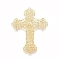 Brass Filigree Joiners Links, Cross, Nickel Free, Raw(Unplated), 52x37x0.8mm