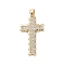 Brass Micro Micro Pave Clear Cubic Zirconia Pendants, Cadmium Free & Nickel Free & Lead Free, Cross, Real 18K Gold Plated, 31.5x17.5x1.8mm, Hole: 5x3.5mm