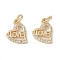 Brass Micro Pave Clear Cubic Zirconia Pendants, Cadmium Free & Nickel Free & Lead Free, Heart, with Jump Ring, Real 18K Gold Plated, 11x11x1.5mm, Hole: 5.5mm