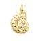 Brass Micro Pave Cubic Zirconia Pendants, Cadmium Free & Nickel Free & Lead Free, Spiral Shell Charms, Real 18K Gold Plated, with Jump Ring, Clear, 17.5x12.5x3mm, Hole: 3mm