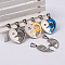 Heart 304 Stainless Steel Rhinestone Split Pendants, Couple Pendants, Mixed Color, 32x31x3mm, Hole: 4x8mm