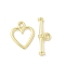 Heart Alloy Toggle Clasps, Cadmium Free & Lead Free, Rack Plating, Golden, Heart: 14.5x11.5x1.5mm, Hole: 1.8mm, Bar: 6x18.5x3mm, hole: 1.8mm