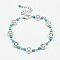 Bohemian Synthetic Turquoise & Alloy with Carved Flowers Link Bracelets, Antique Silver