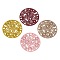 430 Stainless Steel Connector Charms, Etched Metal Embellishments, Flat Round with Flower Links, Mixed Color, 20x0.5mm, Hole: 1.8mm