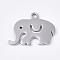 Tarnish Resistant 201 Stainless Steel Charms, Elephant, Stainless Steel Color, 12x16x1mm, Hole: 1.4mm