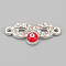 Alloy Rhinestone Links connectors, Cadmium Free & Lead Free, Infinity with Evil Eye, Red, Silver Color Plated, 22.5x9.5x2.5mm, Hole: 1mm
