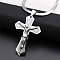 Non-Tarnish 201 Stainless Steel Cross with Jesus Pendant Necklaces, Snake Chains Necklaces for Women, Stainless Steel Color, 16.57~16.73 inch(42.1~42.5cm)