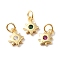 Rack Plating Brass Micro Pave Cubic Zirconia Charms, Long-Lasting Plated, Cadmium Free & Lead Free, Real 18K Gold Plated, Star, Mixed Color, 10.5x8x2mm, Hole: 3mm