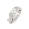 Rack Plating Brass Fold Over Clasps, Long-Lasting Plated, Lead Free & Cadmium Free, Platinum, 14x8.5x3mm, Hole: 1.2mm