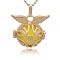 Golden Tone Brass Cage Pendants, Hollow Round with Wing, with No Hole Spray Painted Brass Round Ball Beads, Gold, 26x29x20mm, Hole: 3x8mm