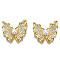 Brass Micro Pave Clear Cubic Zirconia Pendants, with ABS Plastic Imitation Pearl, Nickel Free, Butterfly Shape, Real 16K Gold Plated, 24.5x28x7mm, Hole: 3mm