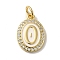 Brass Micro Pave Cubic Zirconia Pendants, Cadmium Free & Nickel Free & Lead Free, with Jump Rings, Real 18K Gold Plated, Letter O, 18.5x13x2mm, Hole: 3.8mm