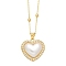 Plastic Pendant Necklaces, with Brass Micro Pave Cubic Zirconia Finding, Heart, Golden, 17.72 inch(45cm)